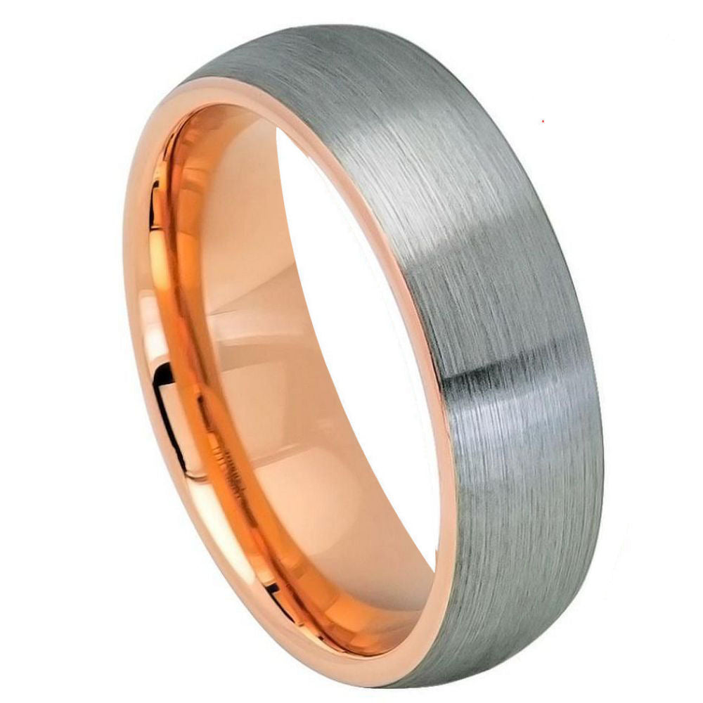 957-6mm Domed Rose Gold IP Plated Inside & Gun Metal Brushed Center