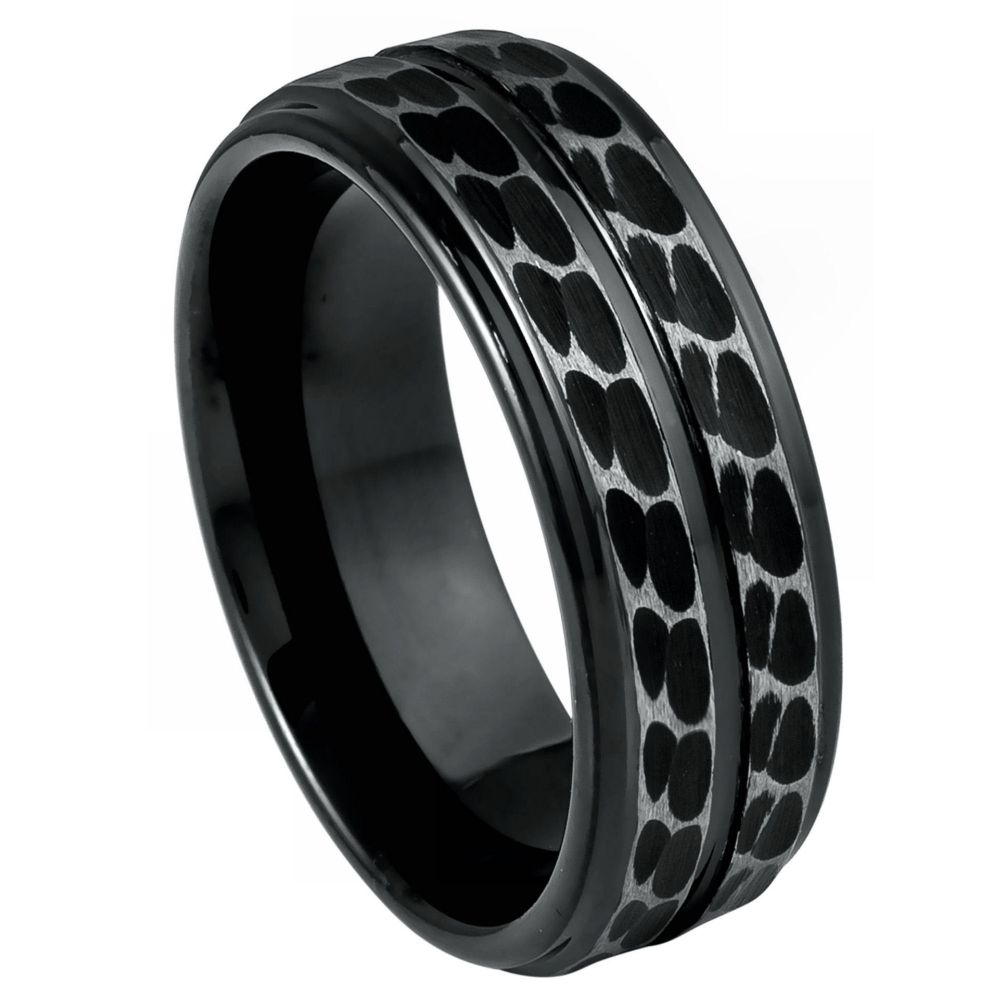 991-8mm Black IP Plated Leopard Spots Design