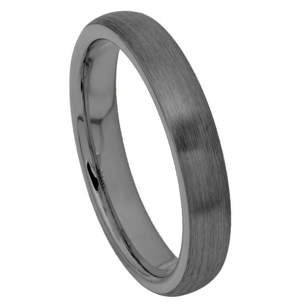 994-4mm Dome Brush Gun Metal Tungsten Ring