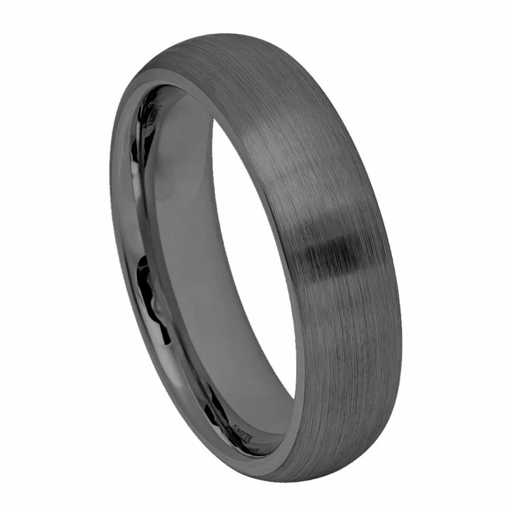 996-6mm Dome Brush Gun Metal Tungsten Ring