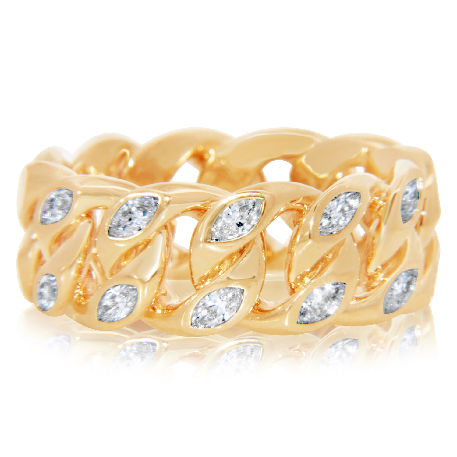 Marquise Diamond Cuban Link Ring