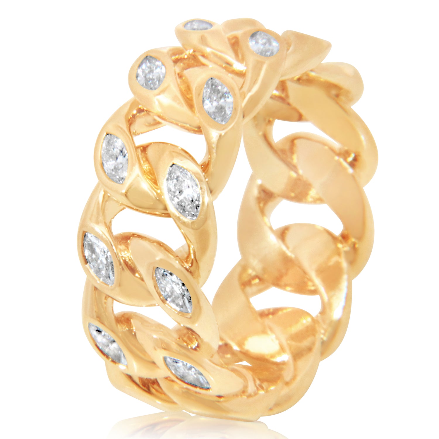 Marquise Diamond Cuban Link Ring