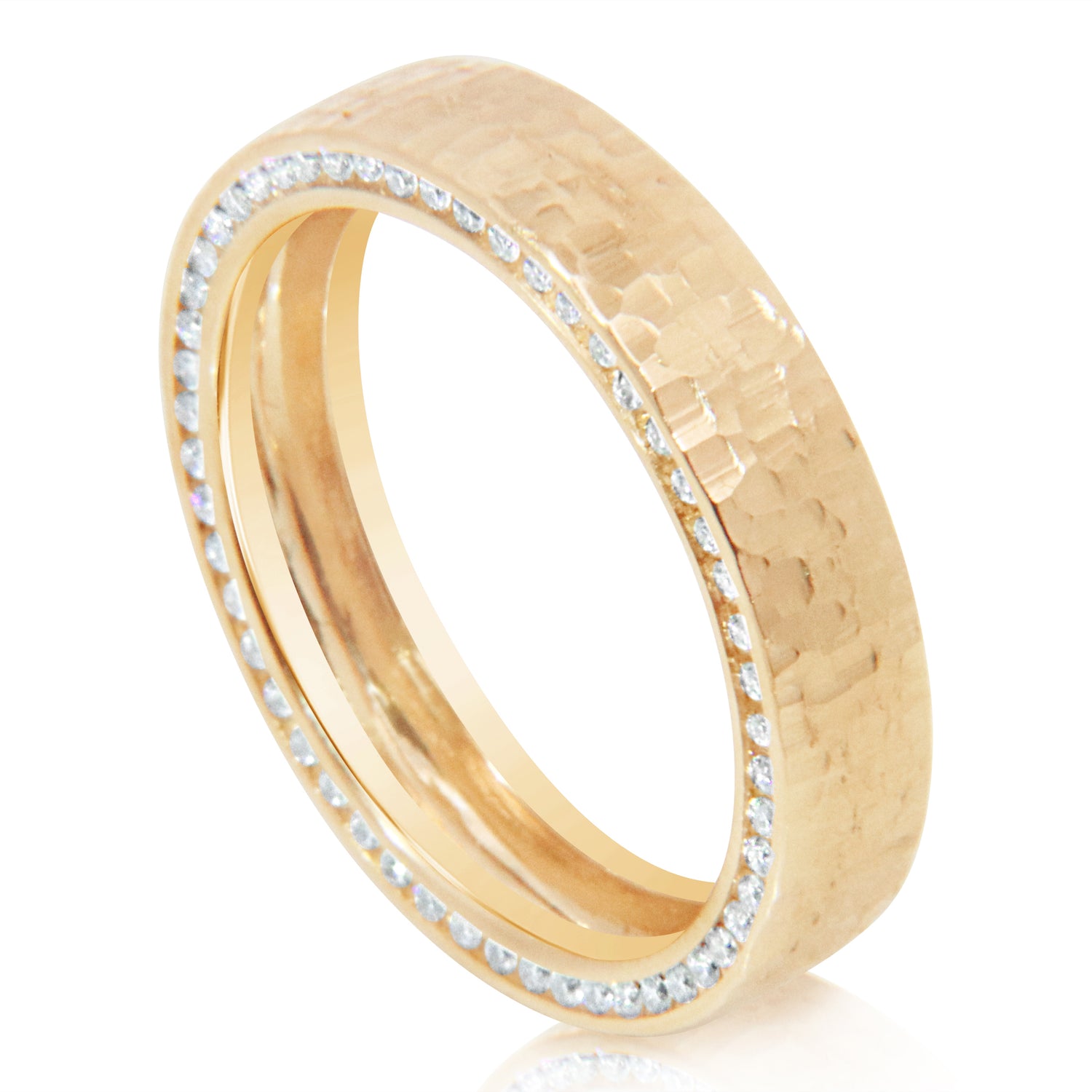 Hammer Finish Diamond Edge Ring