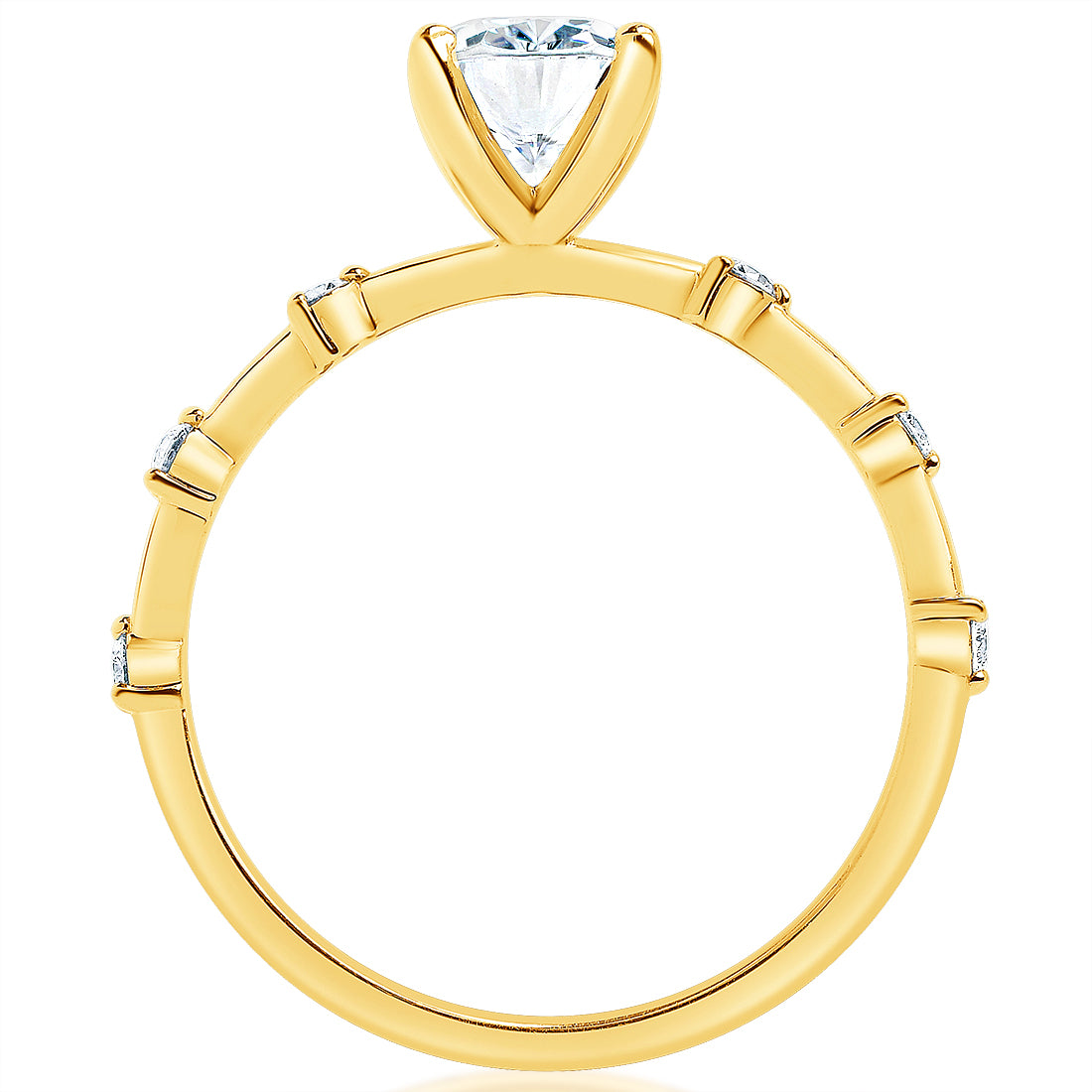 Oval Diamond Spaced Diamond Band Engagement Ring