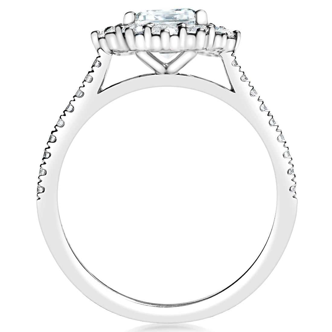 Emerald Diamond Halo Engagement Ring