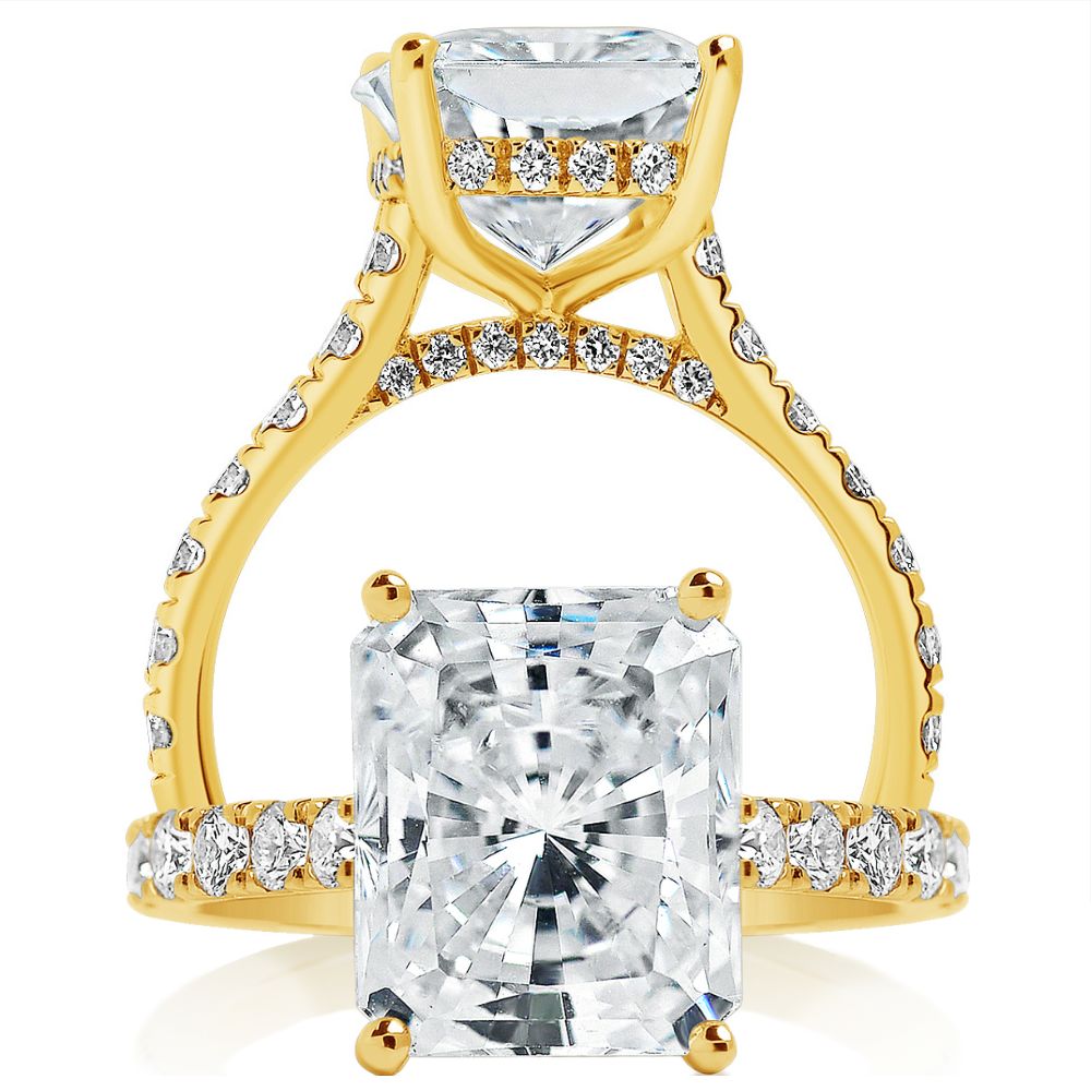 Cushion Diamond Rail and Bridge Engagement Ring