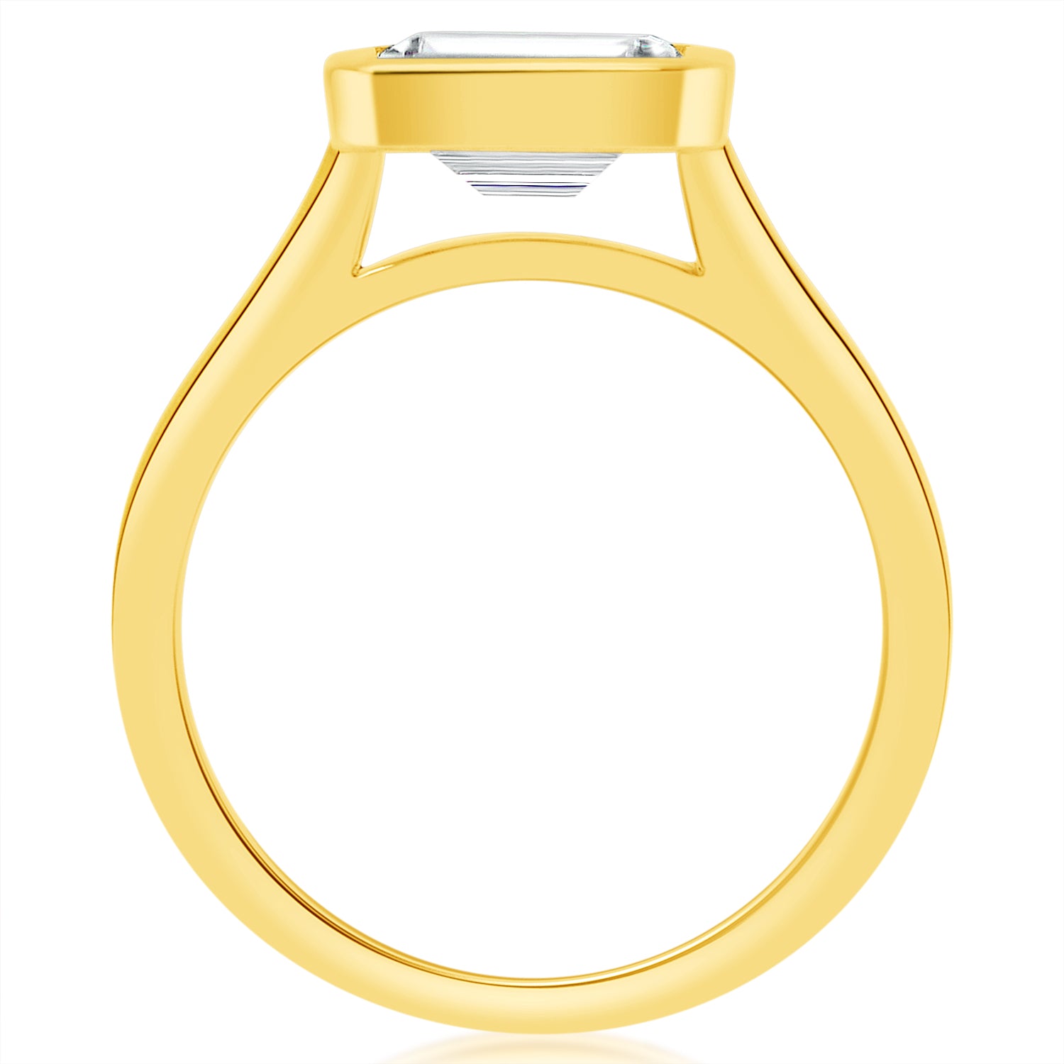 East West Emerald Bezel Engagement Ring