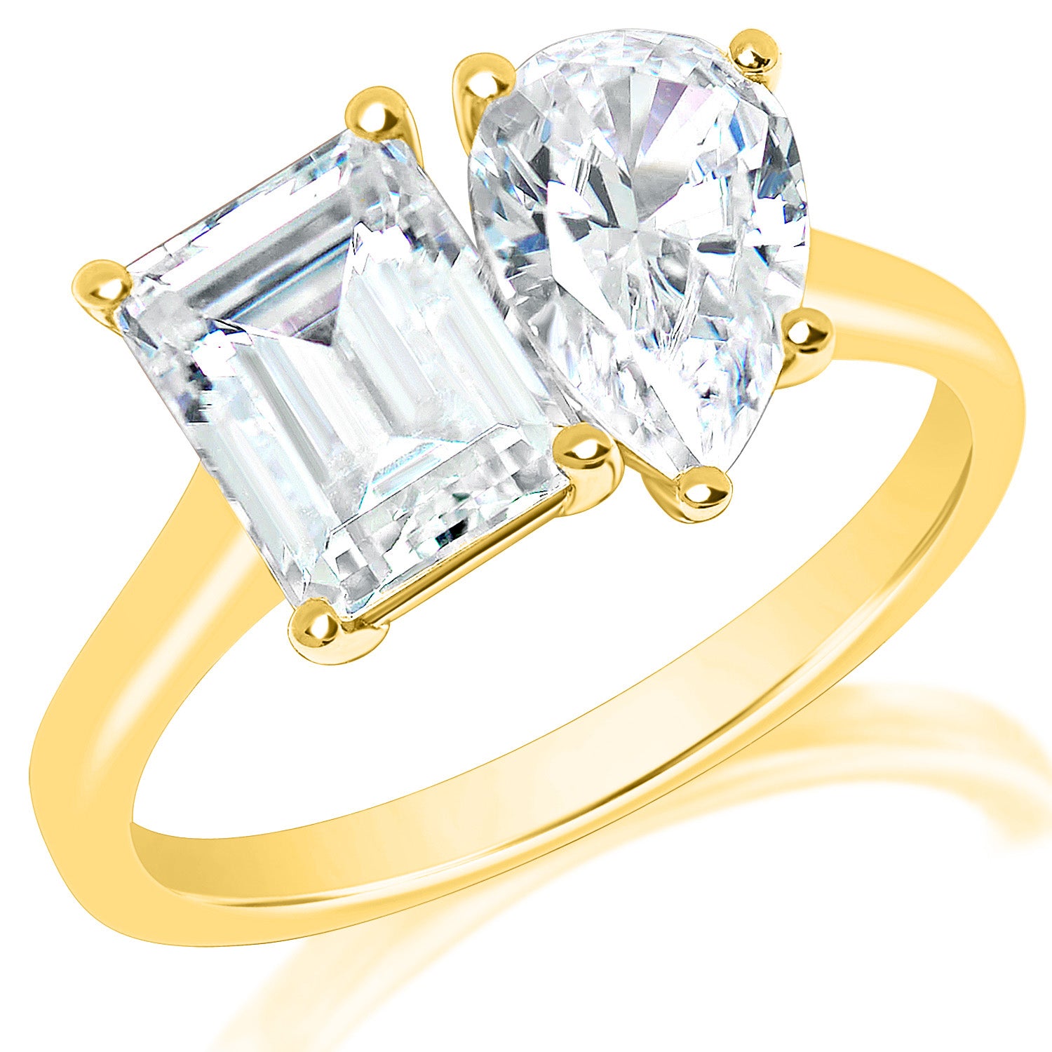Emerald and Pear Toi et Moi Engagement Ring