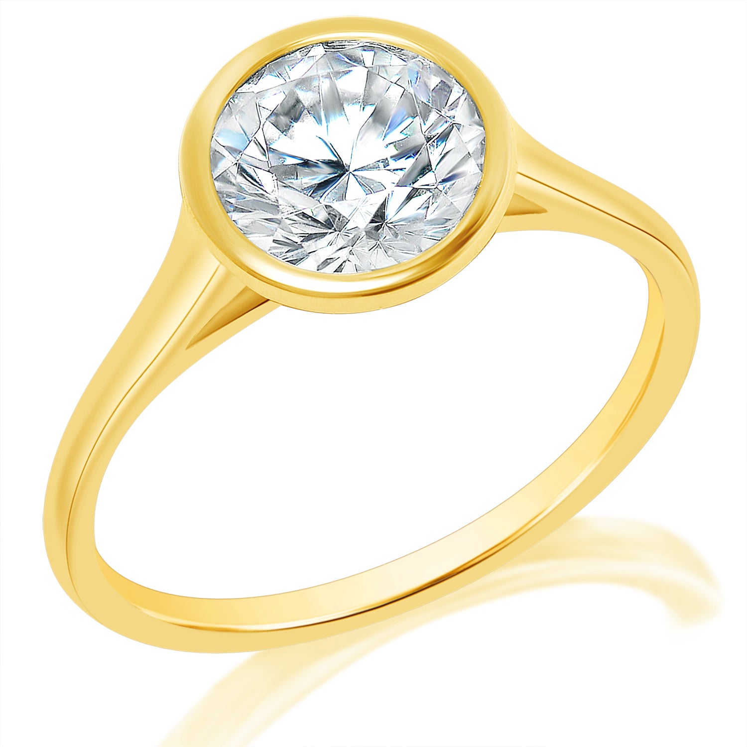 Round Diamond Bezel Set Graduated Shank Engagement Ring