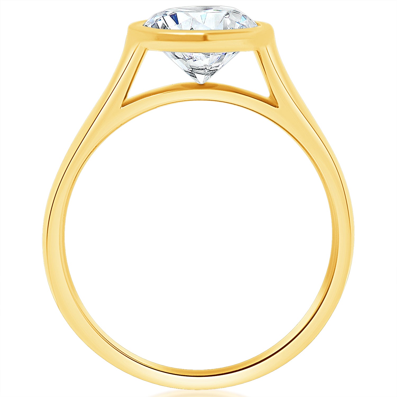 Round Diamond Bezel Set Graduated Shank Engagement Ring