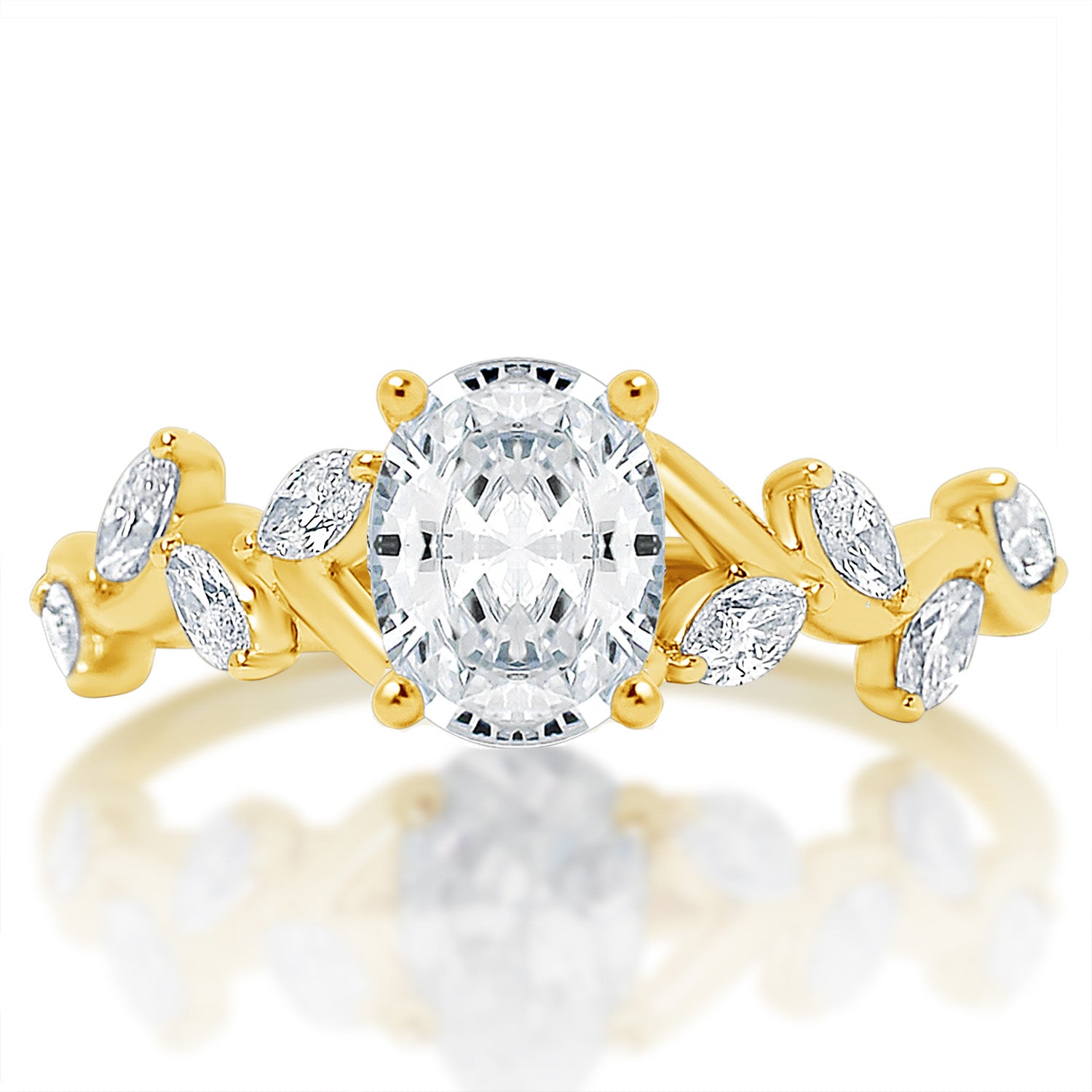 Marquise Diamond Vine Shank Engagement Ring