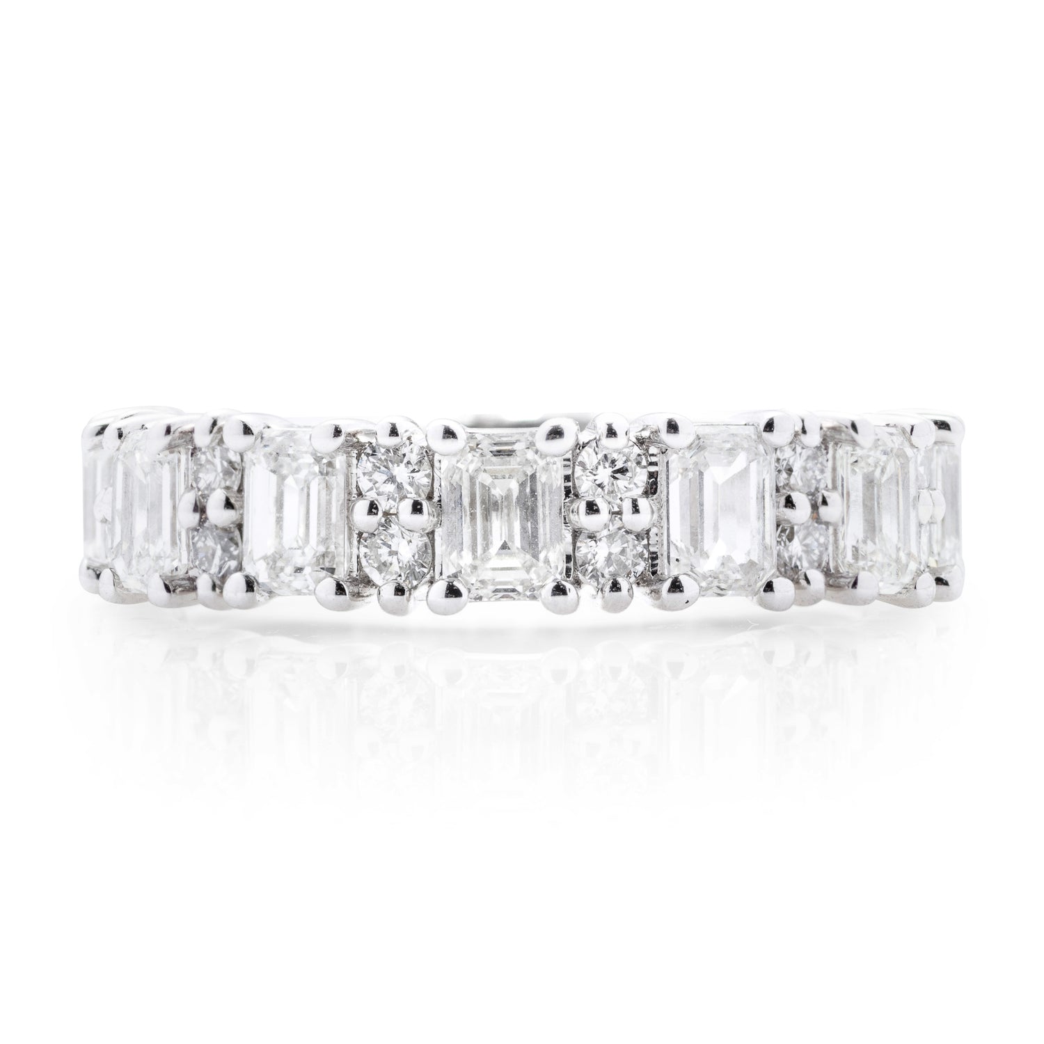 Emerald and Round Diamond Halfway Band