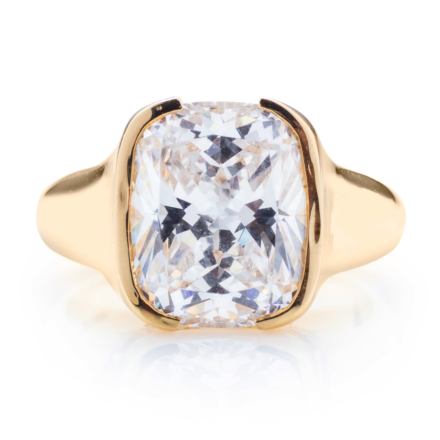 Cushion Half Bezel Diamond Bridge Engagement Ring