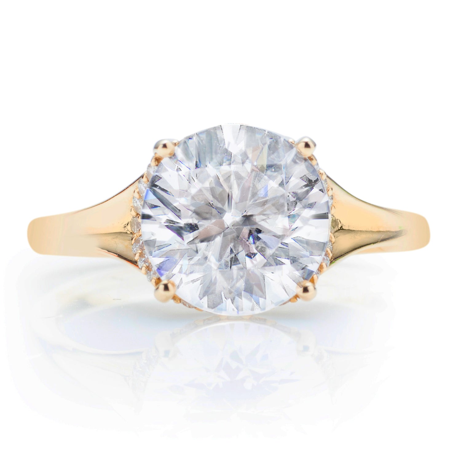 Concave Shank Hidden Halo Engagement Ring