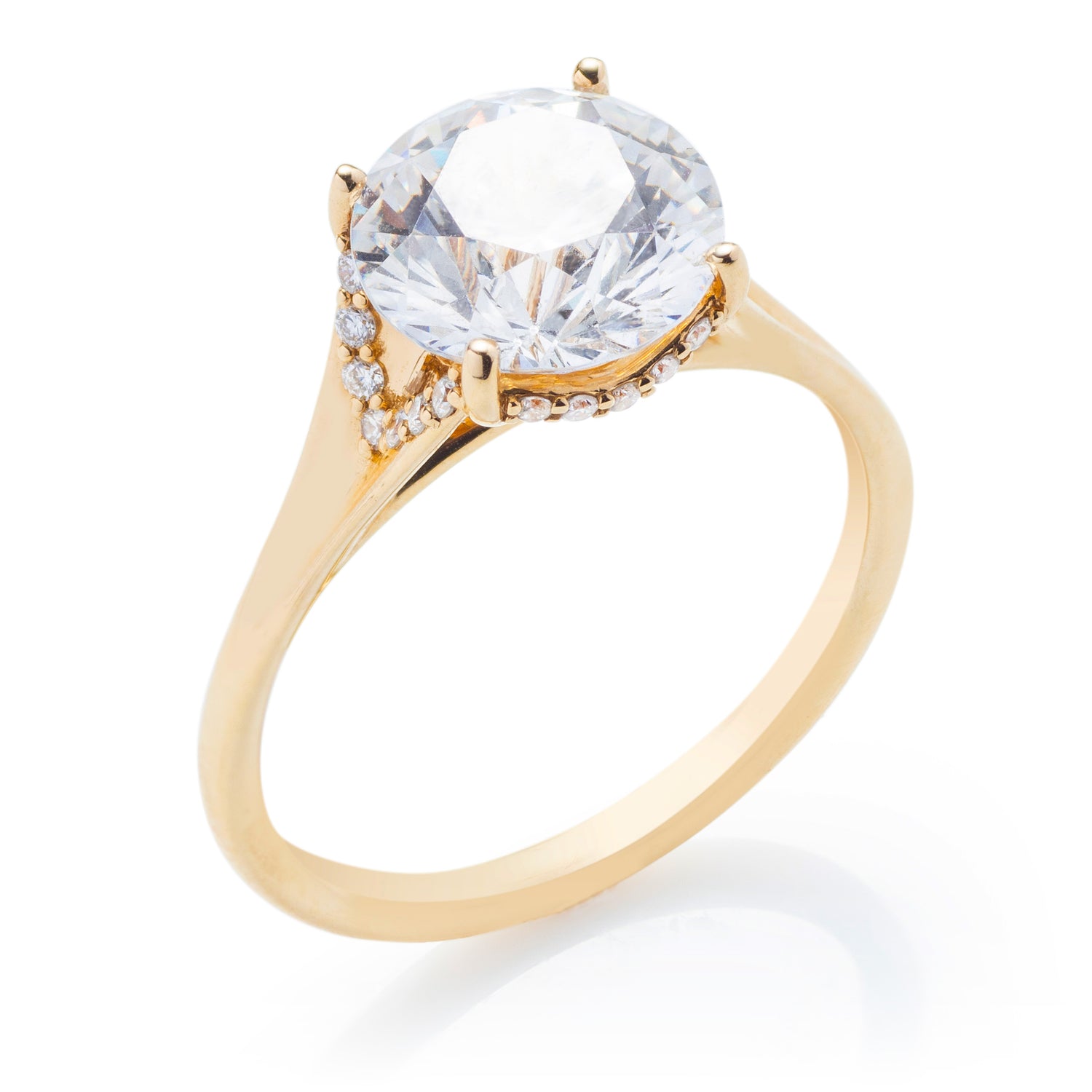 Concave Shank Hidden Halo Engagement Ring