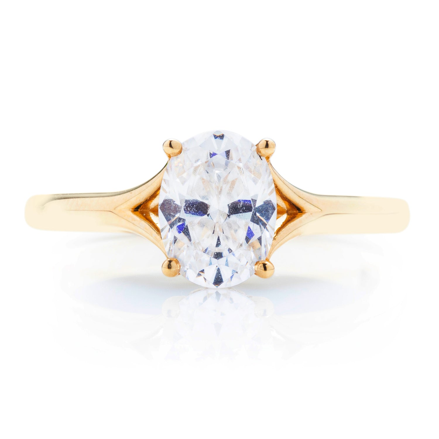 Oval Diamond Hidden Halo Split Shank Engagement Ring
