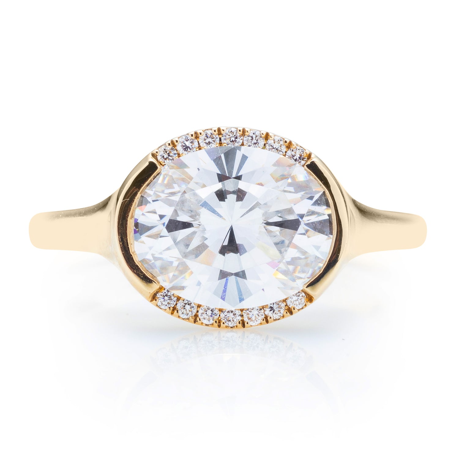 Oval East West Semi Halo Engagement Ring