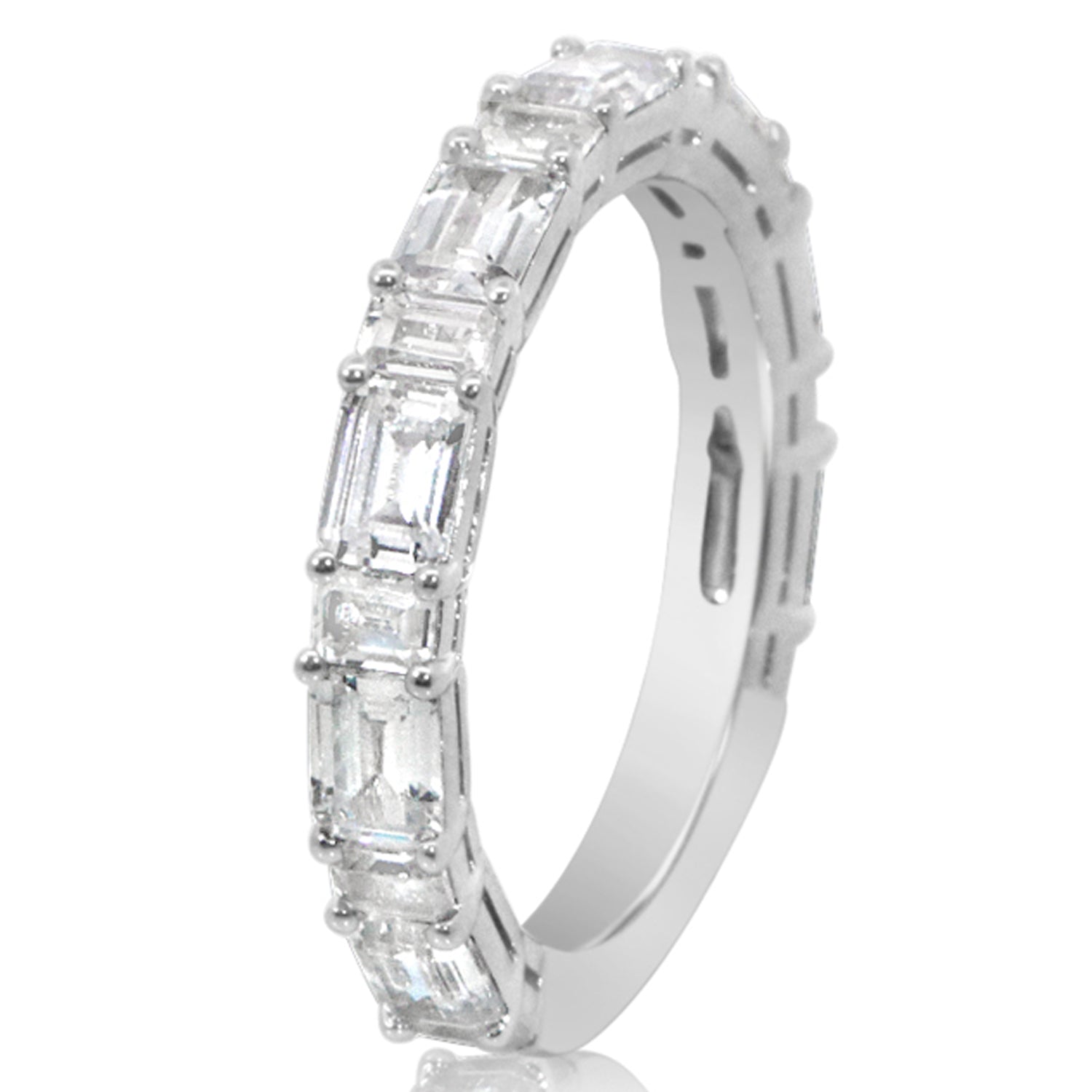 Alternating Direction Emerald Diamond Band