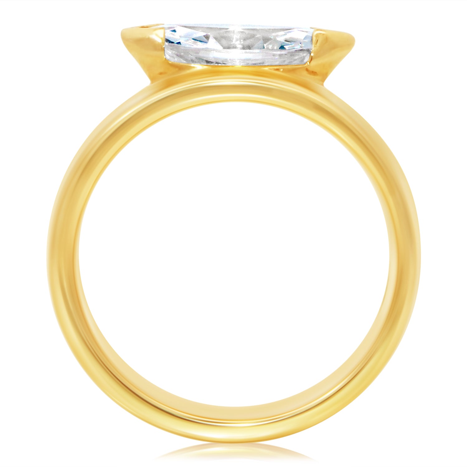 Marquise Half Bezel Double Row Engagement Ring