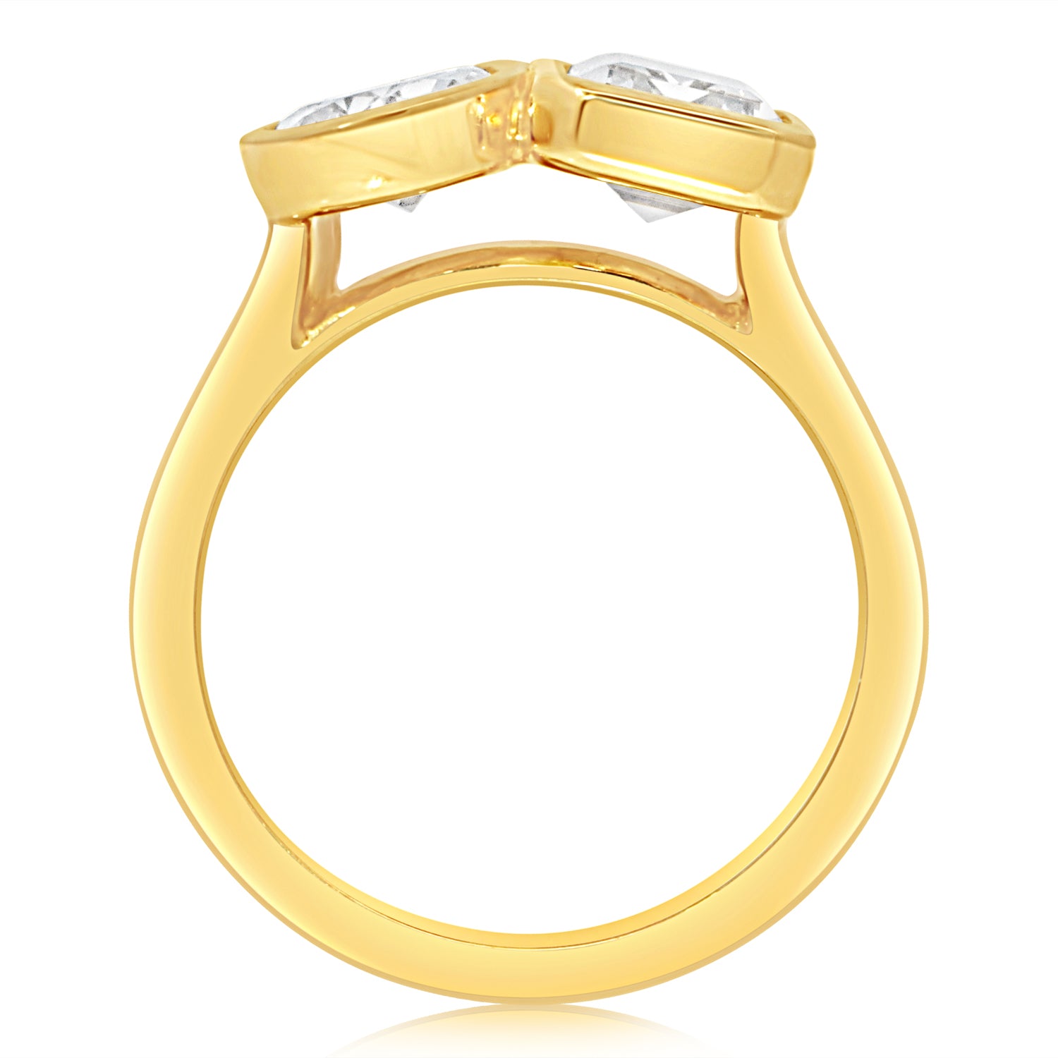 Pear and Emerald Bezel Toi et Moi Engagement Ring