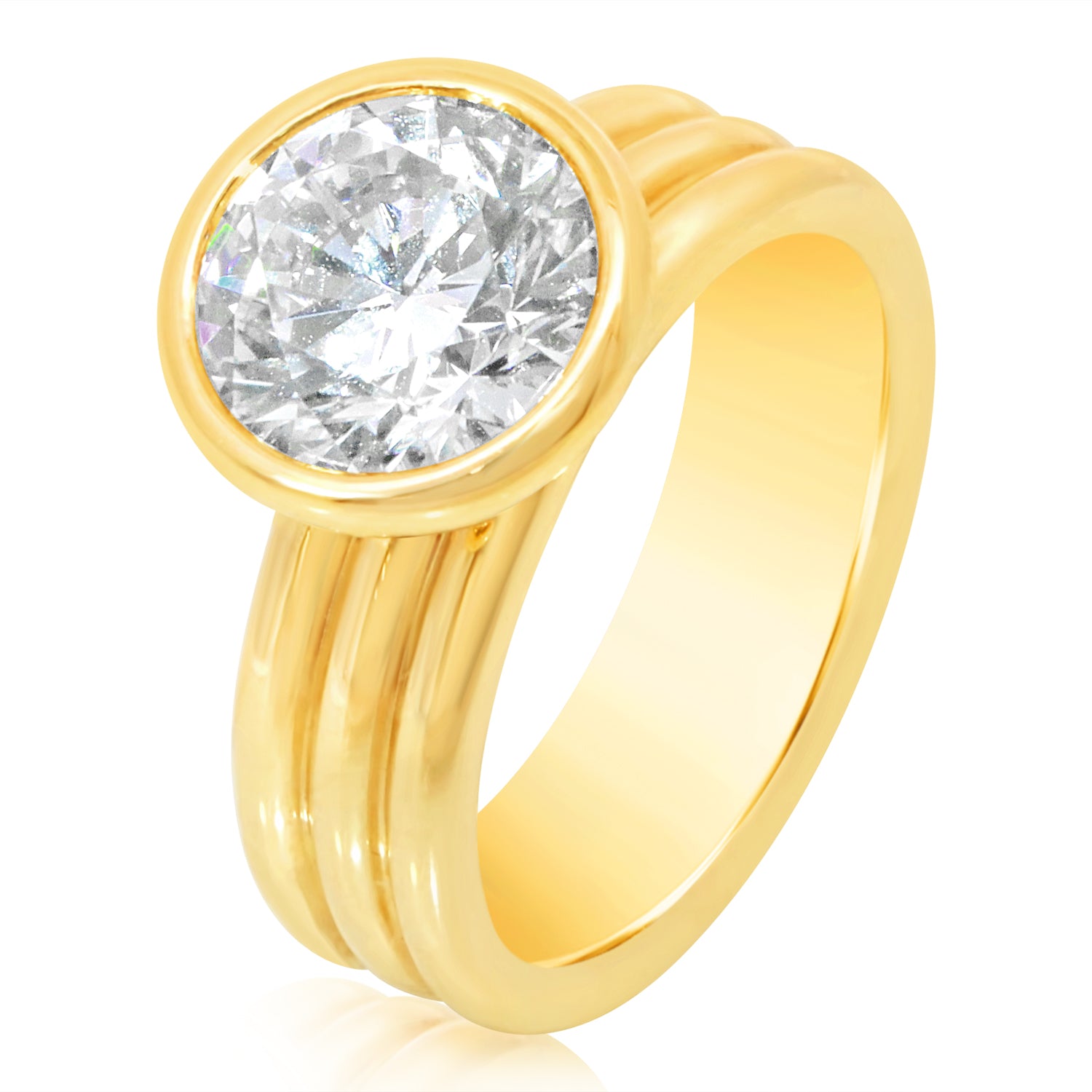 Bezel Triple Row Cigar Band Engagement Ring