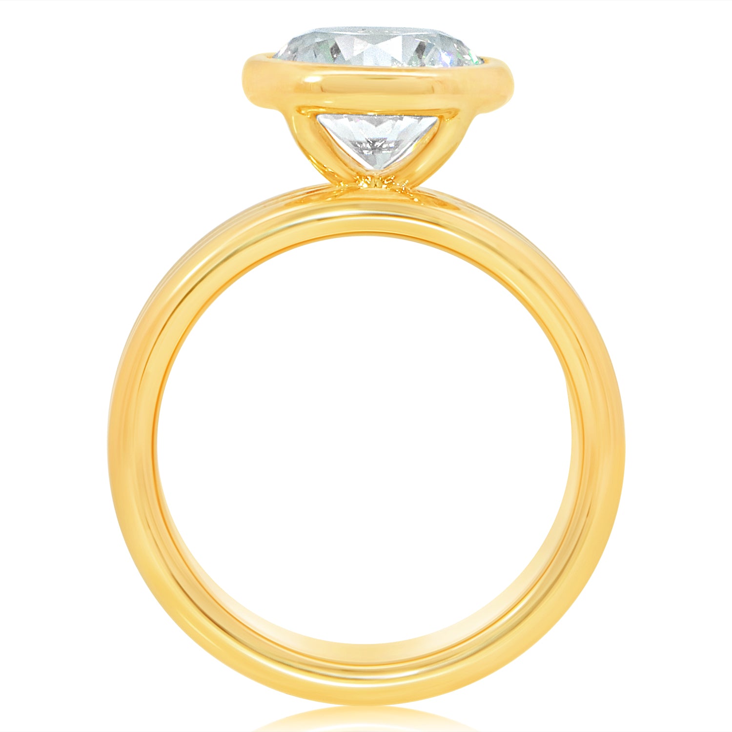 Bezel Triple Row Cigar Band Engagement Ring