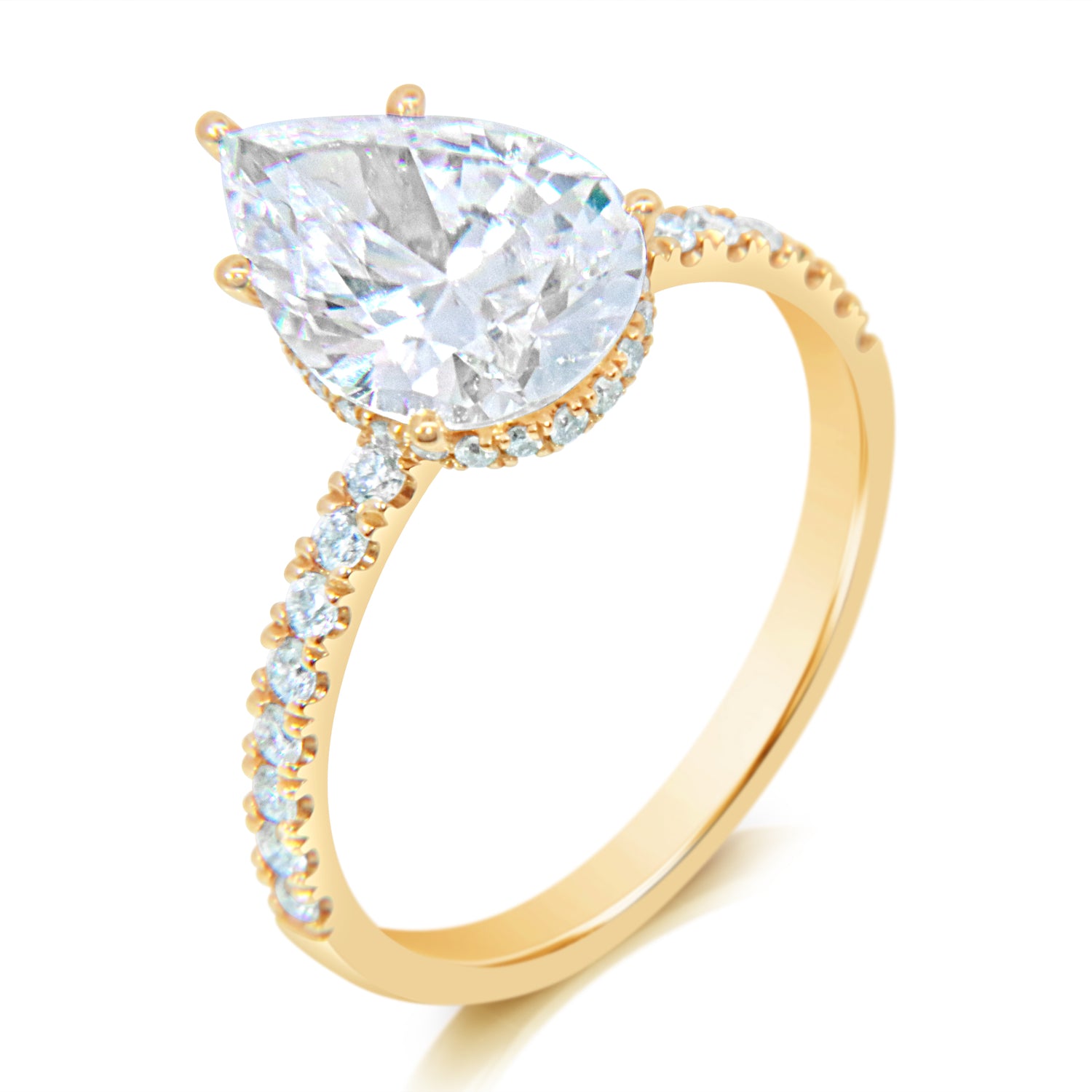 Pear Diamond Hidden Halo Classic Engagement Ring