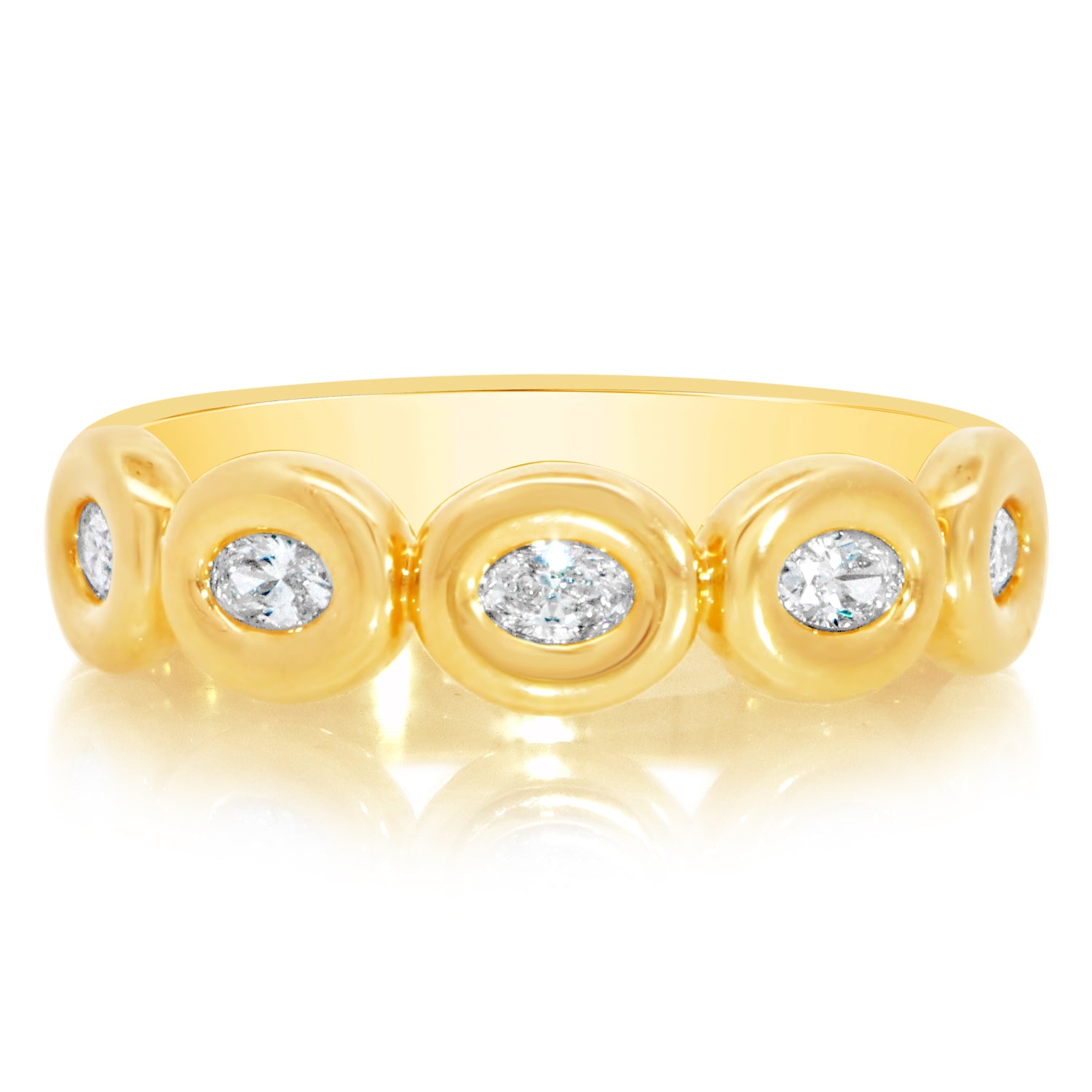 Oval Diamond Bezel Puffer Ring