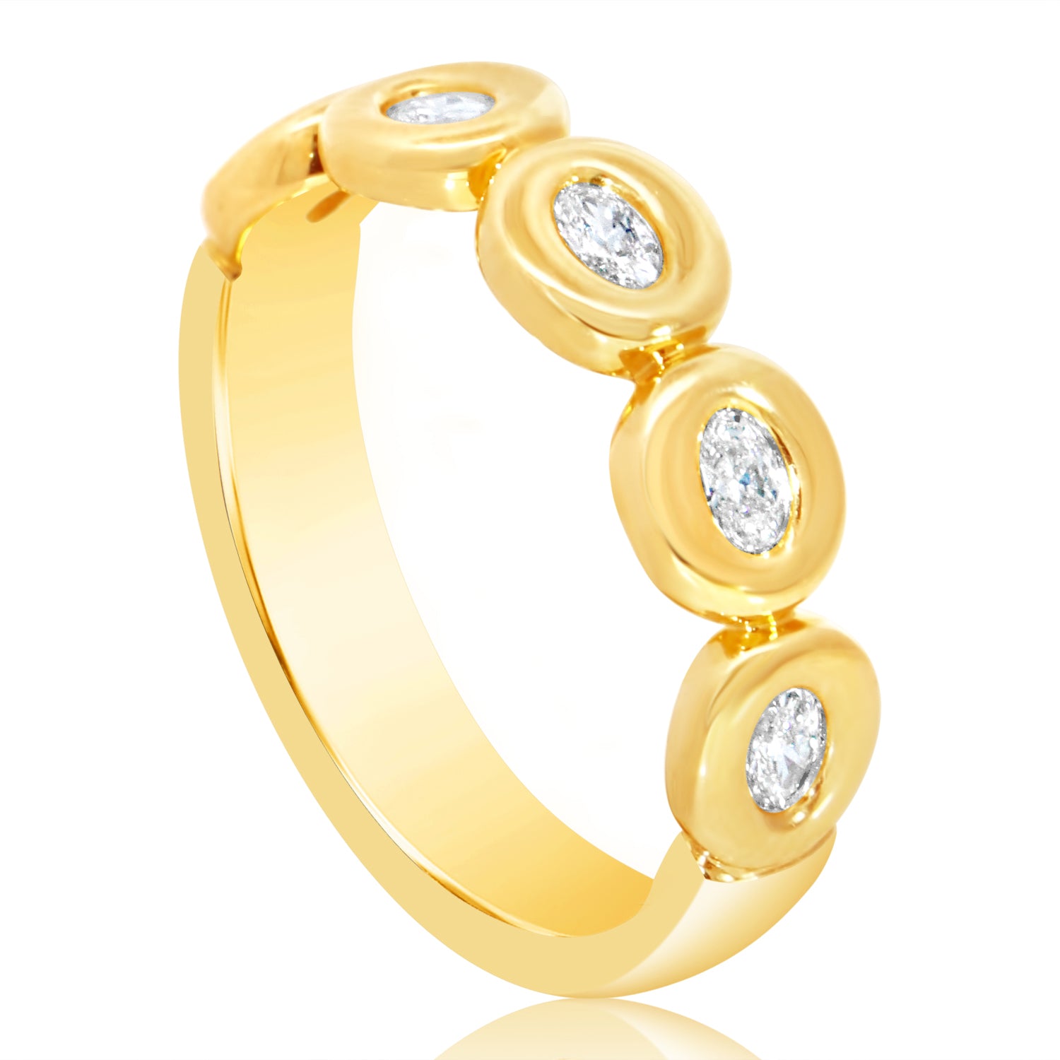 Oval Diamond Bezel Puffer Ring