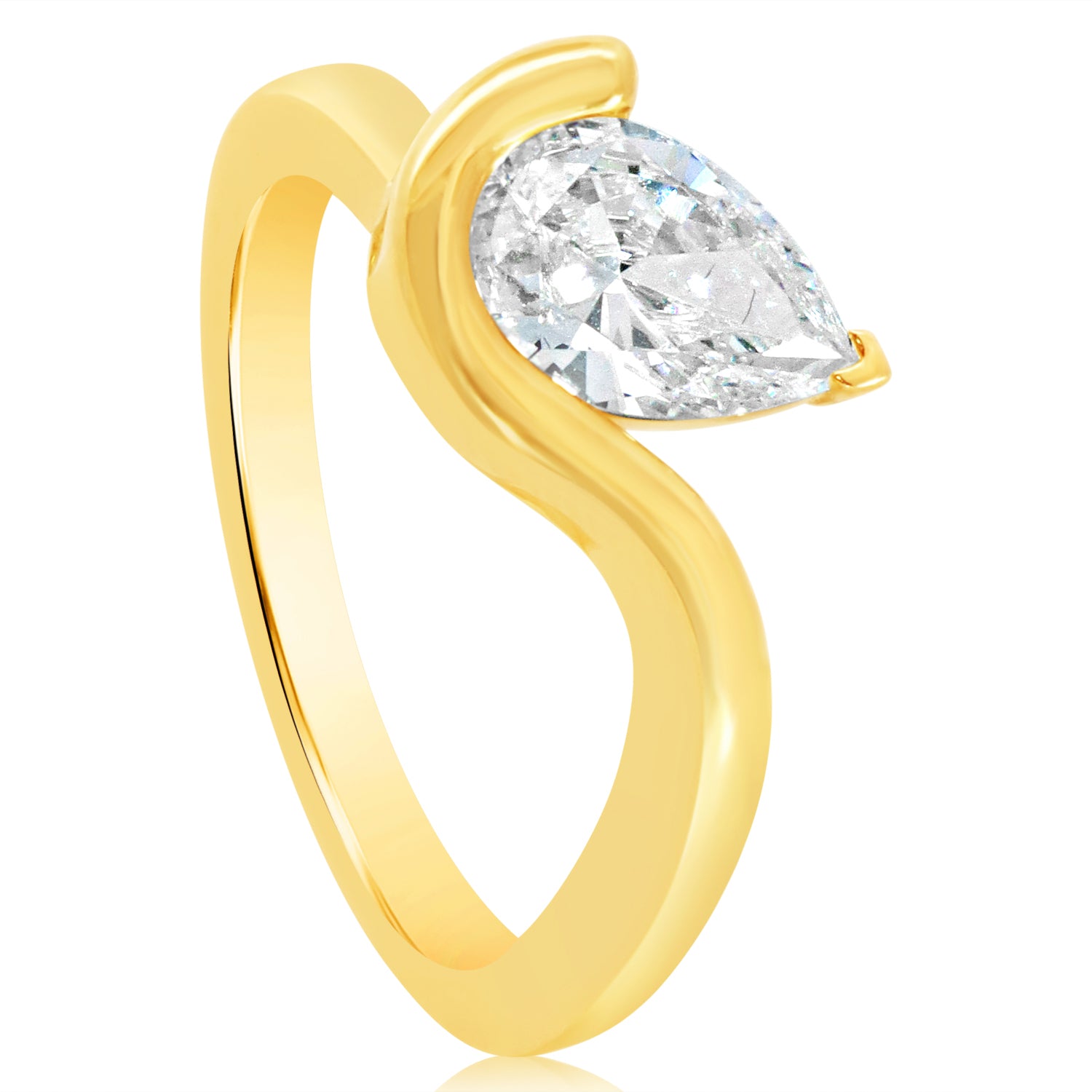 Pear Half Bezel Swirl Engagement Ring