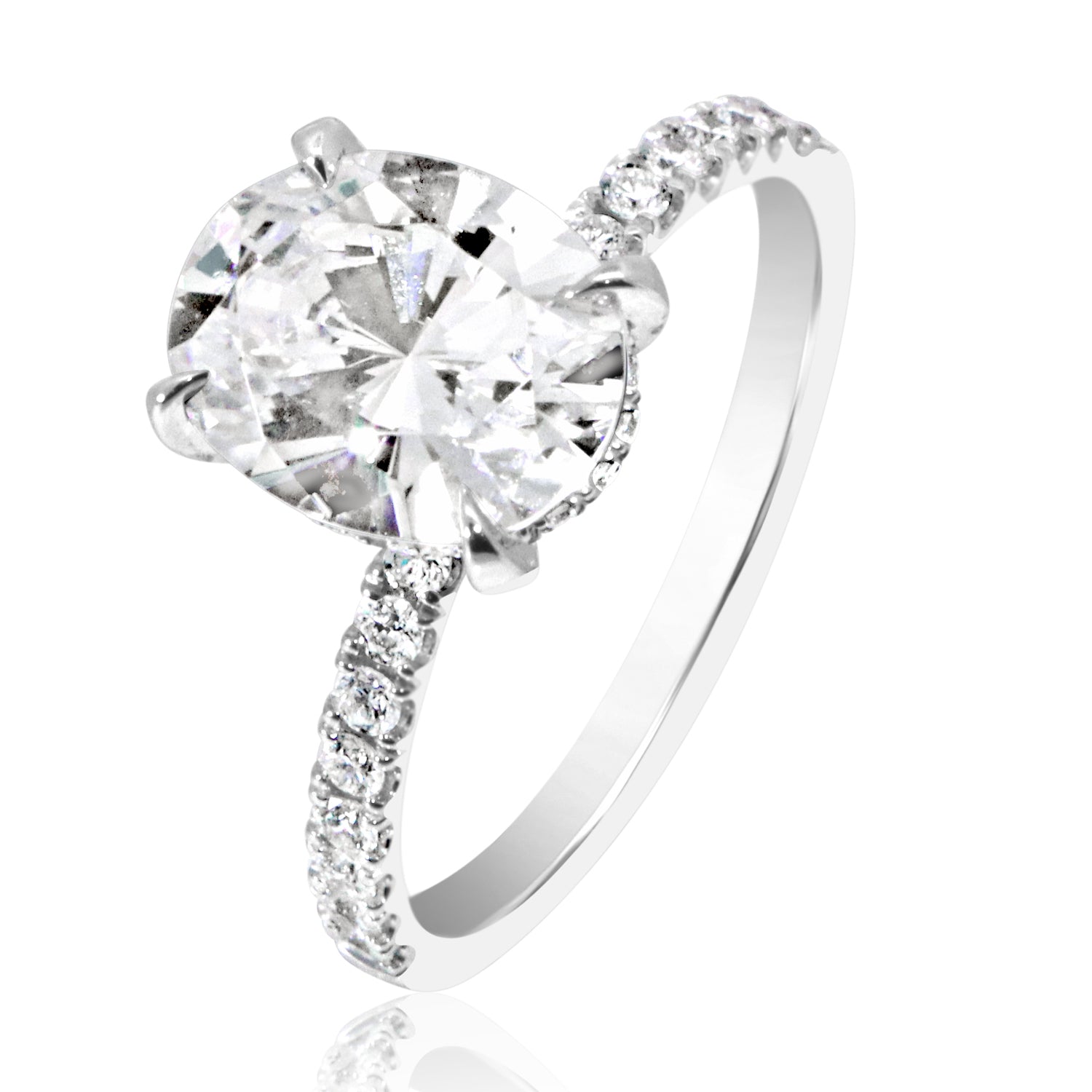Oval Eagle Claw Diamond Prong Engagement Ring
