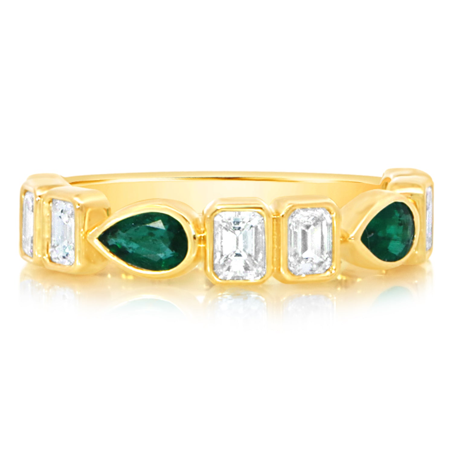 Pear Emerald and Emerald Diamond Ring